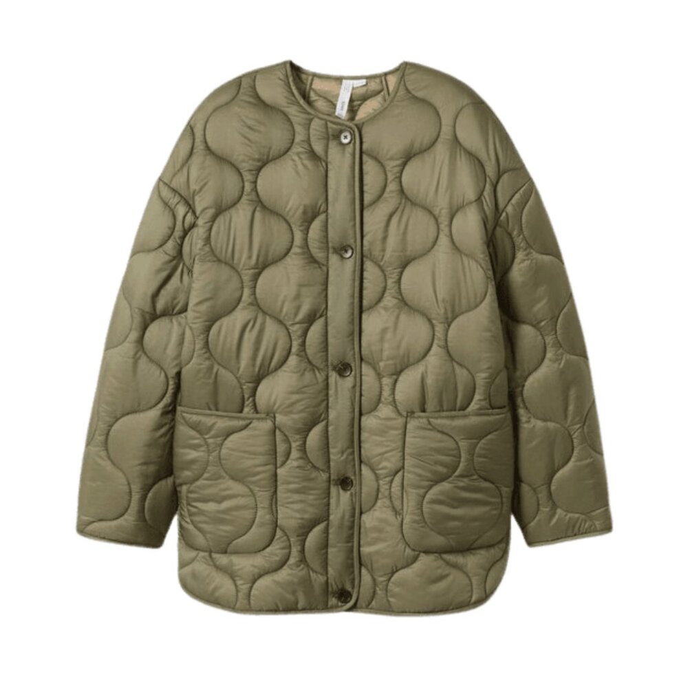 MANGO Women's Satin Quilted Jacket, Size XS